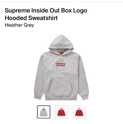 Supreme S/S 2023 Inside Out Box Logo Hoodie BOGO Grey Red Men'