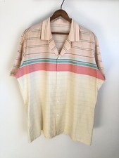 VTG 70s Pastel Striped Short Sleeve Button Up Shirt Fits Large/XL