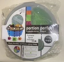 PORTION PERFECT Collapsible Silicone Meal Kit w/ 3 Sections New and BPA Free