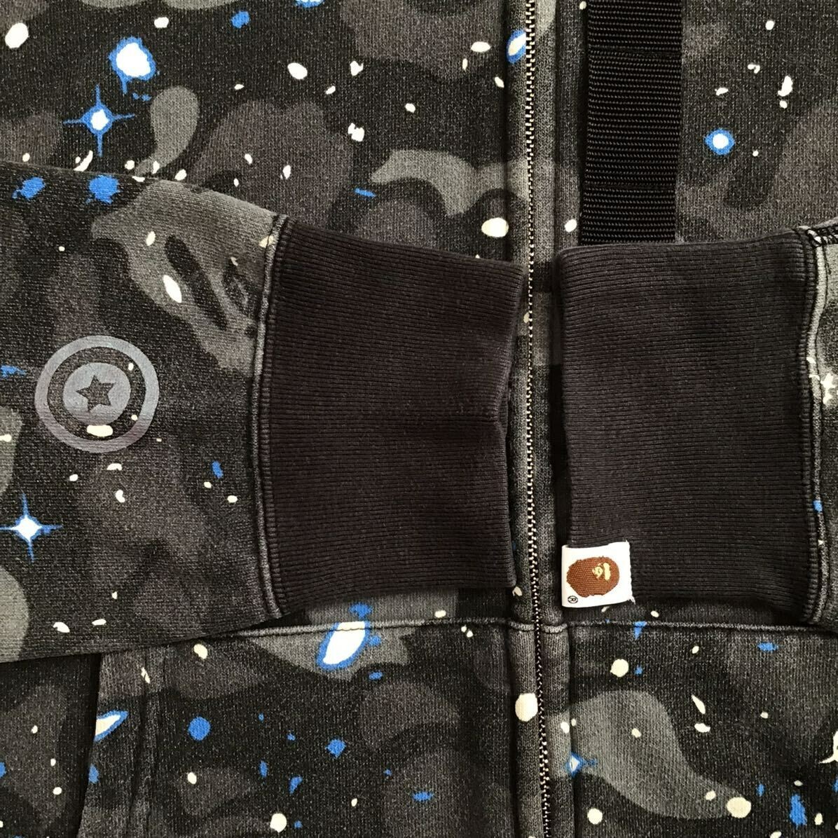 Glow in the dark BAPE Space camo shark full zip hoodie A