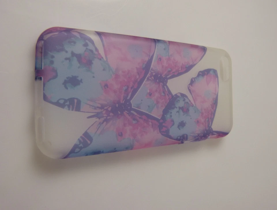 fits iPhone 5C, phone case soft rubber pinks purples blues butterfly design - Image 2 of 2