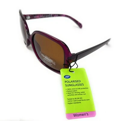Ladies Polarised Sunglasses Women's Fashion Purple Frame 100% UVA UVB Boots 089 - Image 1 of 4