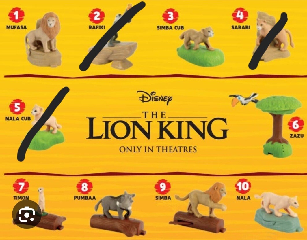 2019 The Lion King Set of 10 (NOT#2,4,5) Disney McDonald's Happy