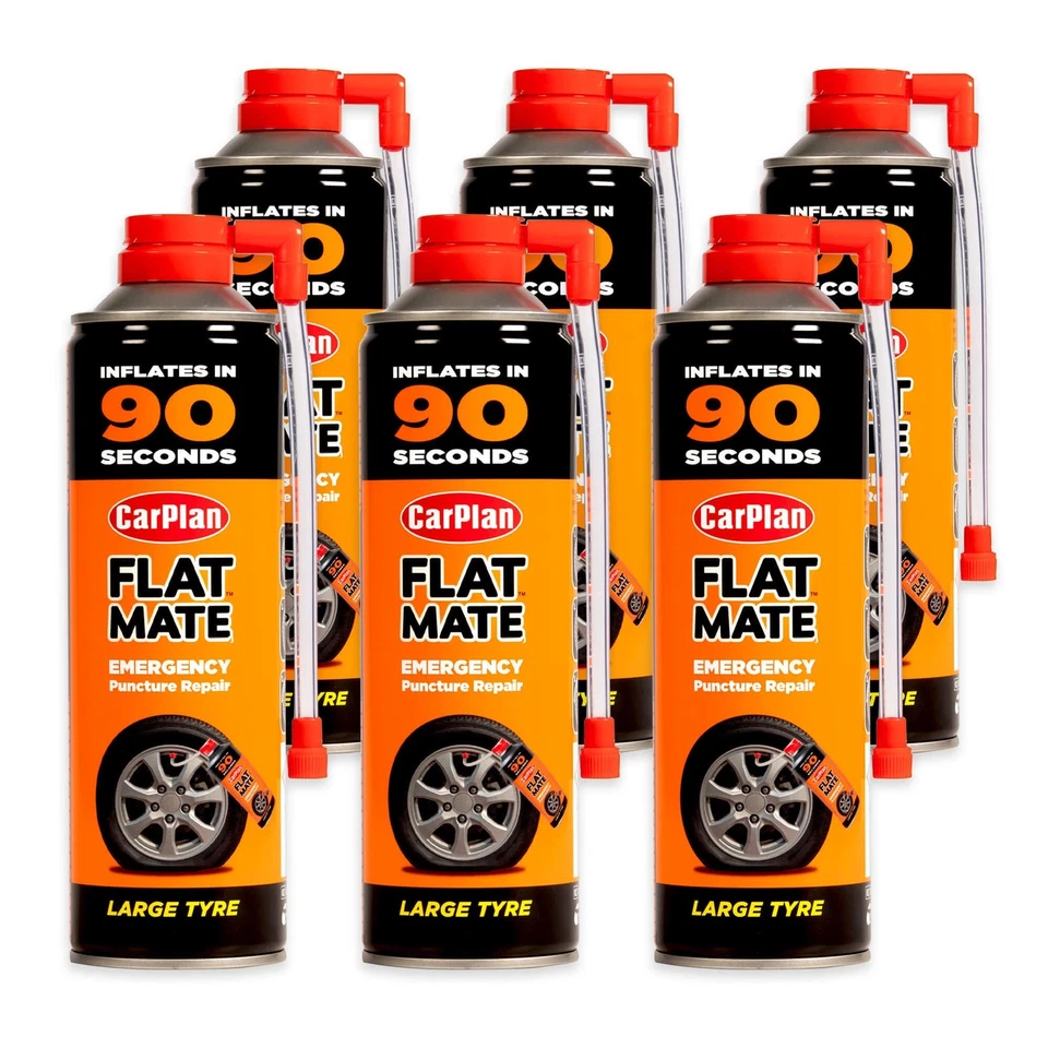 CarPlan Flat Mate Large Tyre Inflator Emergency Puncture Repair Seal 6x 500mL