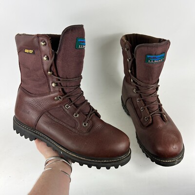 Llbean goretex lace up lug sole boots mens size 9.5 W brown 