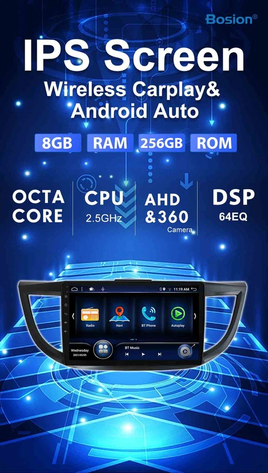 Android 14 Für Honda CR-V CRV 2012-2016 Autoradio Navi RDS CarPlay 8+256G DAB+AM - Bild 3 von 4