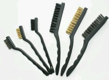 6pc Large  Small Cleaning DETAIL BRUSH SET Steel Wire/Brass  Nylon