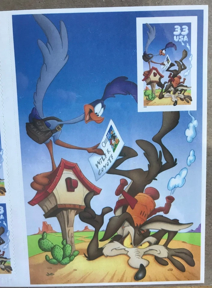 SCOTT #3392  COYOTE AND ROAD RUNNER MNH BOOKLET OF 10 STAMPS  RIGHT SIDE UNCUT - Image 3 of 4