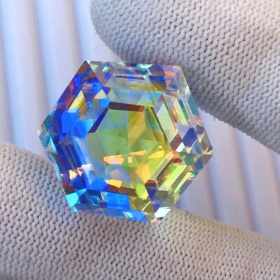 51.5 Ct Natural Mystic Topaz Rainbow Color Hexaygan Certified Loose Gemstone