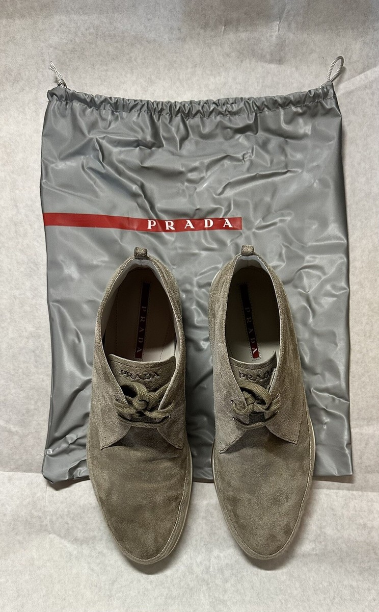 Prada Calzature Uomo 4T2358 Pietra SuedeLace Up Chukka Ankle 