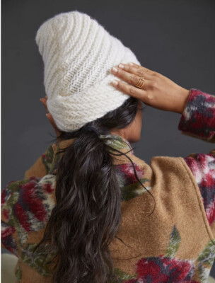 Anthropologie Cashmere Beanie White + Warren Striped Cashmere Beanie | Anthropologie main image 4