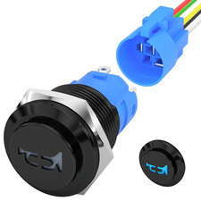 12V Marine 16mm Horn Push Button Switch, 12 Volt Stainless Steel Momentary Push