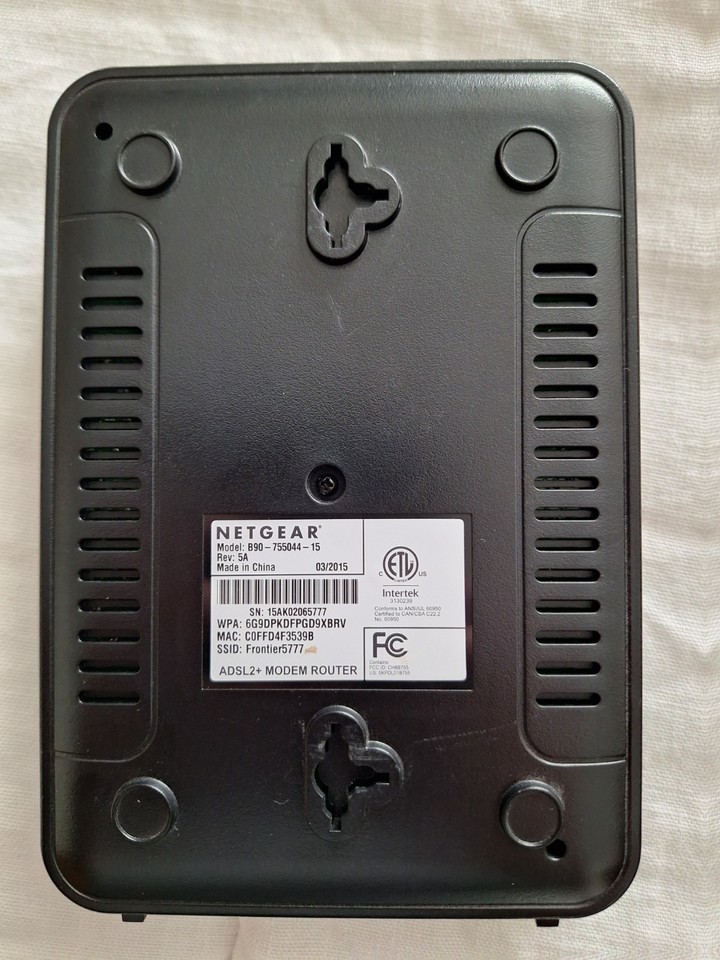 Netgear Frontier ADSL2+ (Modem + Wireless Router) B90-755044-15 Model ...
