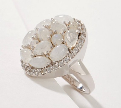 Affinity Gem Rainbow Moonstone Oval Cluster Ring, Sterling, Size 7