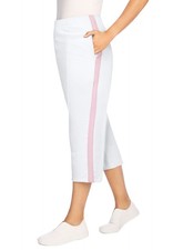 Woman Within Plus Size Petite Side-Stripe Cotton French Terry Capri