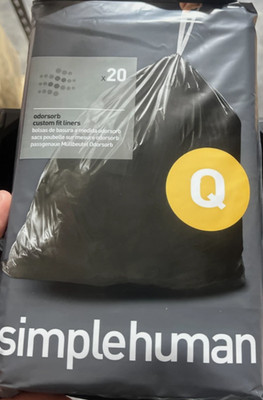 Simplehuman Code Q Custom Drawstring Trash Bags, 13-17 Gallon, 20 Count
