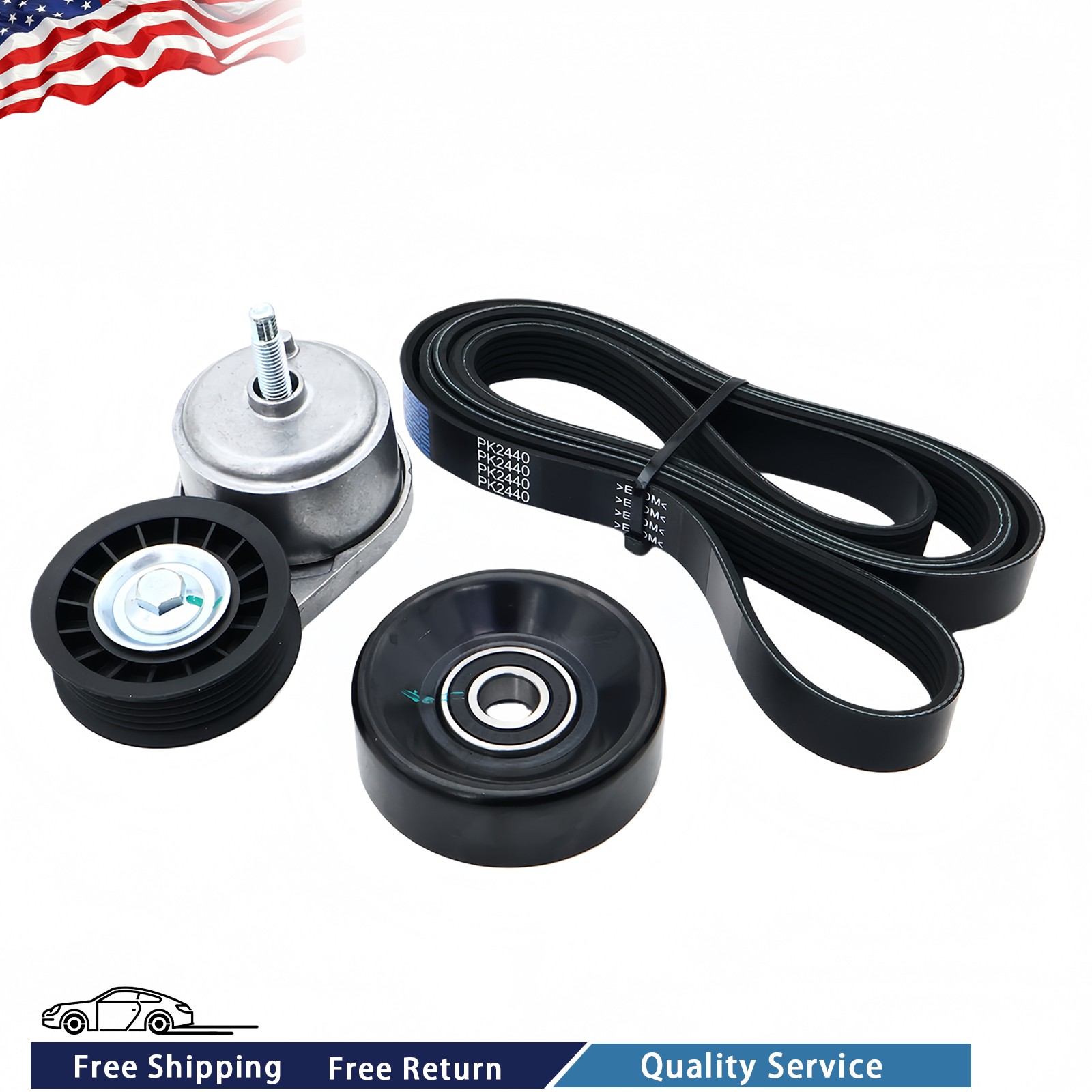 38001 For Chevy CMC C1500 2500 Serpentine Belt Tensioner Idler Pulley Kit NEW thumbnail 3