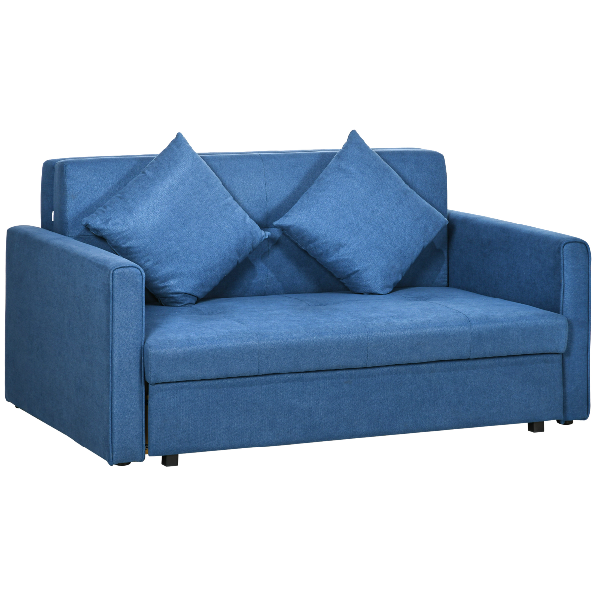 Rackhams Blue 2 Seater Sofa Bed Convertible Bed Settee 2 Cushions Storage - Cotton - 2 Seater - Image 2
