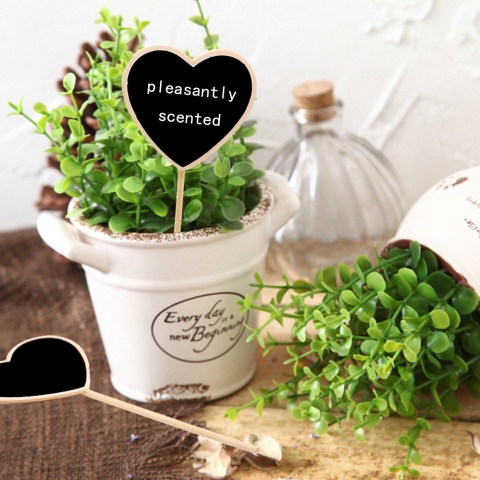 20pcs Heart Shaped Wooden Mini Blackboard Toppers Message Board ...