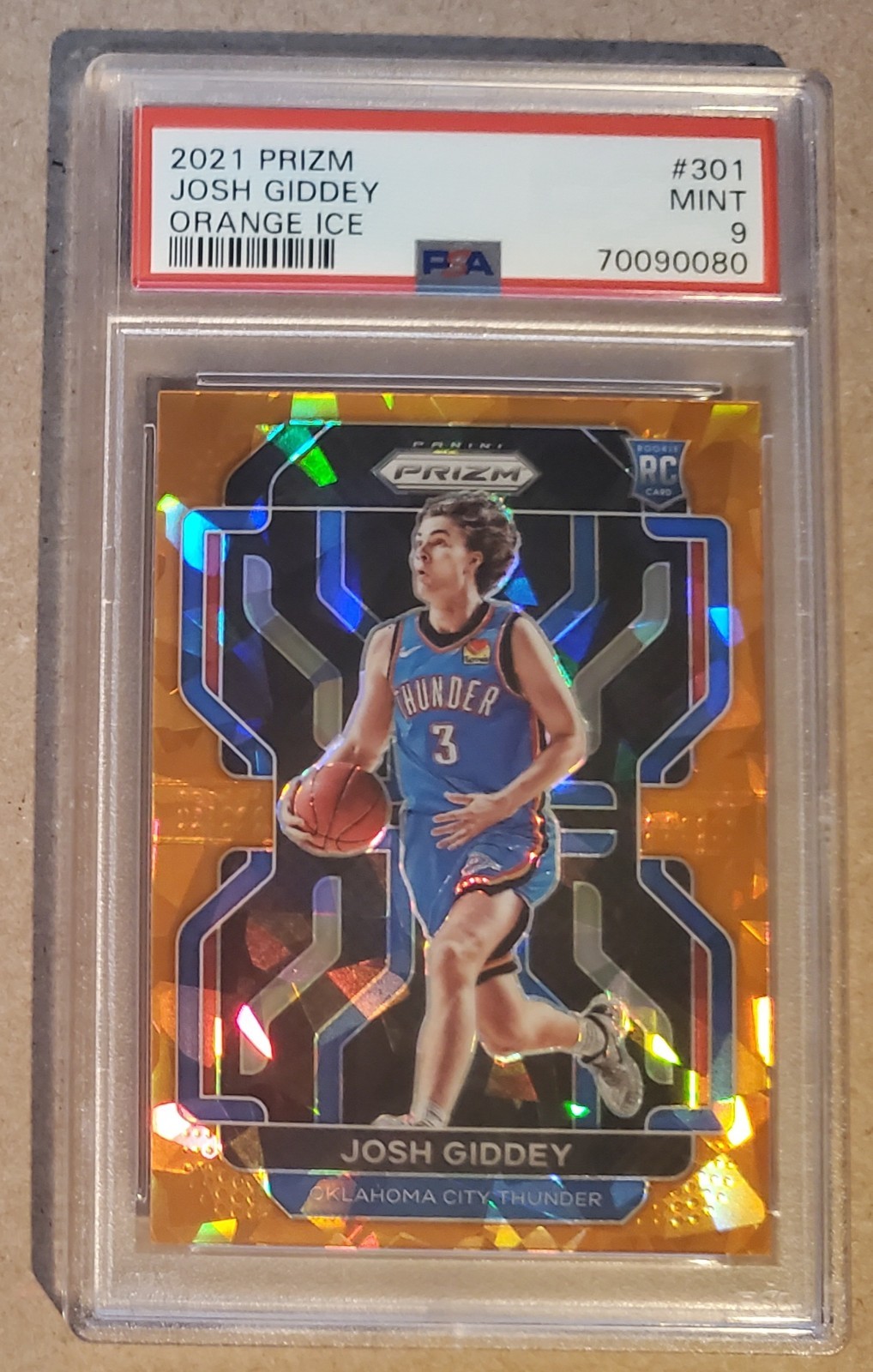Josh Giddey PSA 9 MINT 2021 Prizm #301 Orange Ice Prizm RC