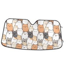Set of 55x27.6 Inch Funny Cats Sun Shades with Car Windshield