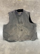 Vintage Carhartt Vest Two-Tone Distressed XXL Green Grey Sherpa Lined