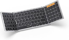 ProtoArc Foldable Bluetooth Keyboard, XK01 Folding Wireless Black Silver