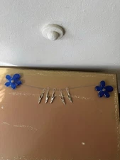 Koziol Picture Display Chain With Clips And Blue Rubber Flower Suction Cups