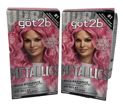 Got2b Metallics Hair Dye Lot of 2 Permanent Color M87 Pink Passion AntiFade NEW
