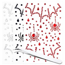 Spider Rhinestone Tattoo Spiderweb Jewels Stickers Halloween Temporary Tattoo...