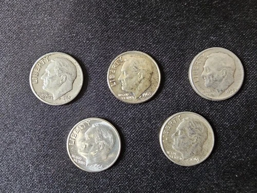 Lot Of 5 - Silver Dimes!! 1952, 1956, 1962, 1963, 1963