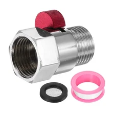 G1/2" Female x Male Shower Shut Off Valve, Water Flow Control Valve, Red