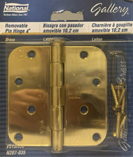 4-inch National Hardware Polished Brass Hinge w/Removable Pin - NEW - V513R58