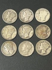 Mercury Dime Lot of 9 90% Silver Various Dtes Circ Con 1 Canadian Dime