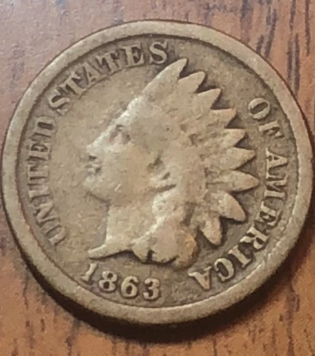 Indian Head Cent 1863, Hard To Fine Date, Get (1) This Actual Coin Nice D002