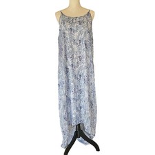Old Navy Blue Floral Sheer Flowy Hi Low Maxi Tie Back Dress Size XL Beach Resort