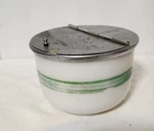 Vintage Art Deco Milk Glass Sugar Bowl Diner Style Flip Top Lid Medco New York