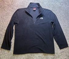 The North Face MENS MEDIUM 1/4 Zip Fleece Pullover Black Jacket
