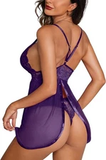 Women's Sexy-Lingerie Babydoll G-string Sleepwear Underwear Lace Dress Nightwear