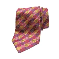 Altea Milano Necktie Woven Patterned Silk Tie Purple Gold Pink Men's