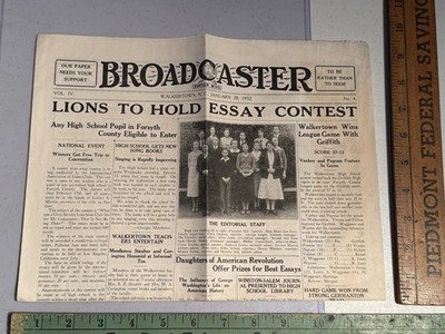 Walkertown North Carolina 1932 Newspaper Broadcaster Forsyth School Advertising