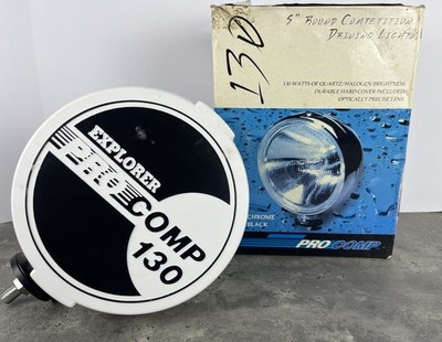 Pro Comp Explore 8  Round Competition Driving Light Black NOS 130 Watts Halogen