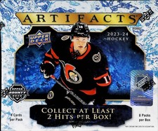 2023-24 NHL Upper Deck UD Artifacts Hockey Factory Sealed Hobby Box 2 Hits