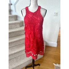 Lovers Friends Caspian Red Lace Sleeveless Mini Shift Dress