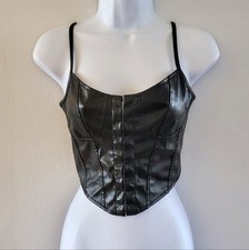 Faux Leather Corset Black Whimsigoth Gothic Baddie Witchy Bikercore Dark Fairy L