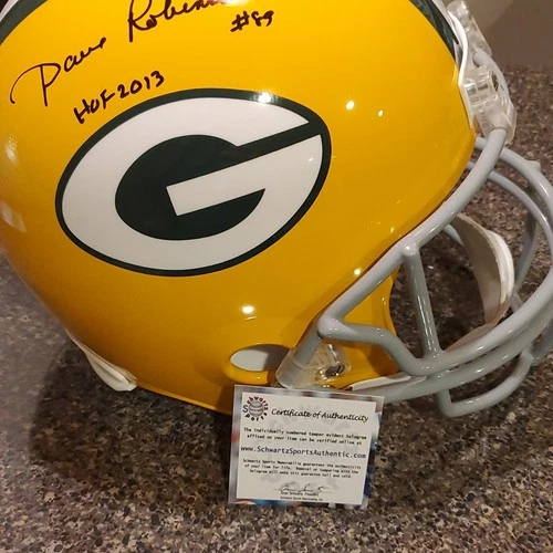 Green Bay Packers Original Football Helmet Autographed by Dave Robinson HOF 2013