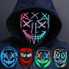 Wireless LED Purge Mask Glow in the Dark Halloween Cosplay Horror Party Mask