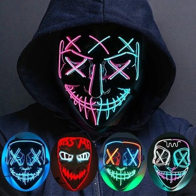 Wireless LED Purge Mask Glow in the Dark Halloween Cosplay Horror Party Mask