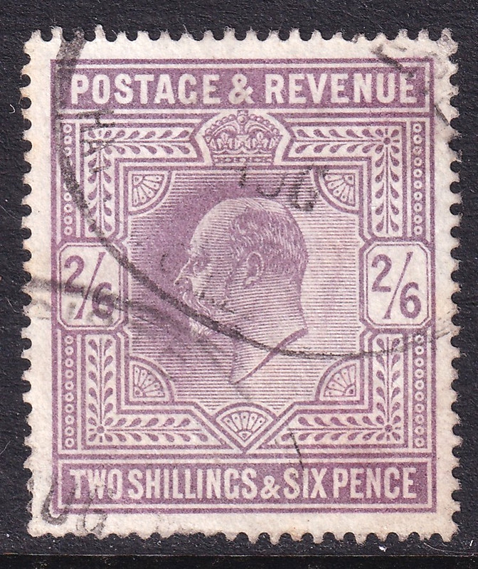 GB good used KEVII 1902 De La Rue two shillings and sixpence lilac high value