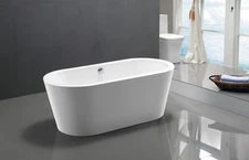 Deson Freestanding Bathtub with Larger Deck in White